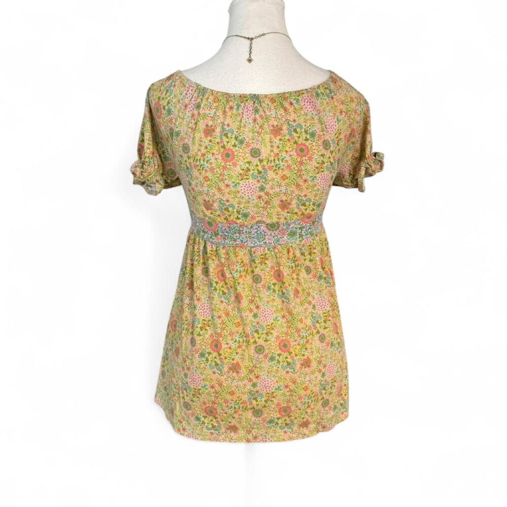 Flirt & Flitter yellow floral babydoll Indie Boho Cottage top ruffles size XS - Picture 2 of 7